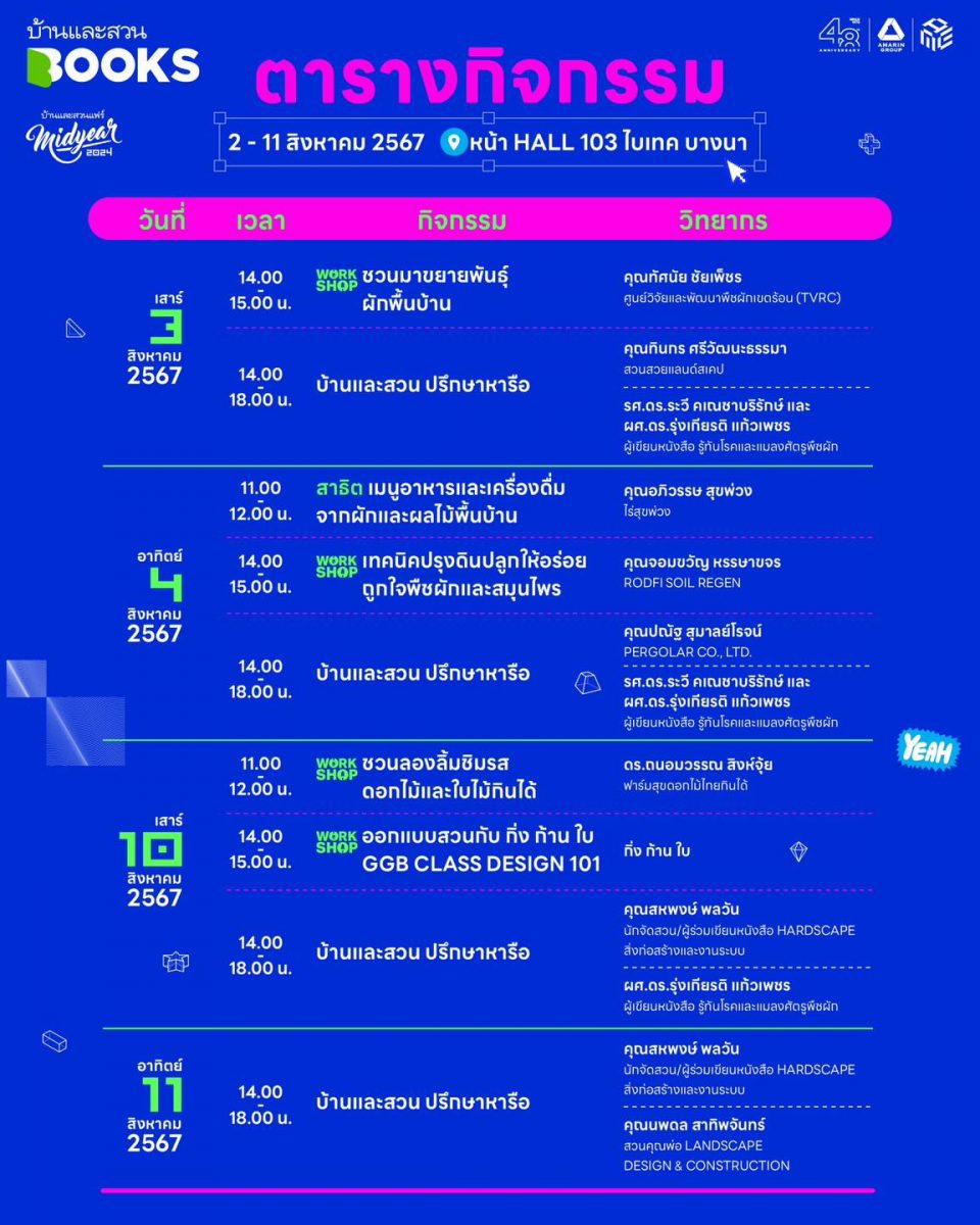 กิจกรรมในงานบ้านและสวนแฟร์ Midyear 2024 