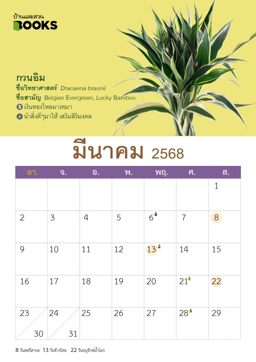 ปฏิทินไม้มงคล ปี 2568